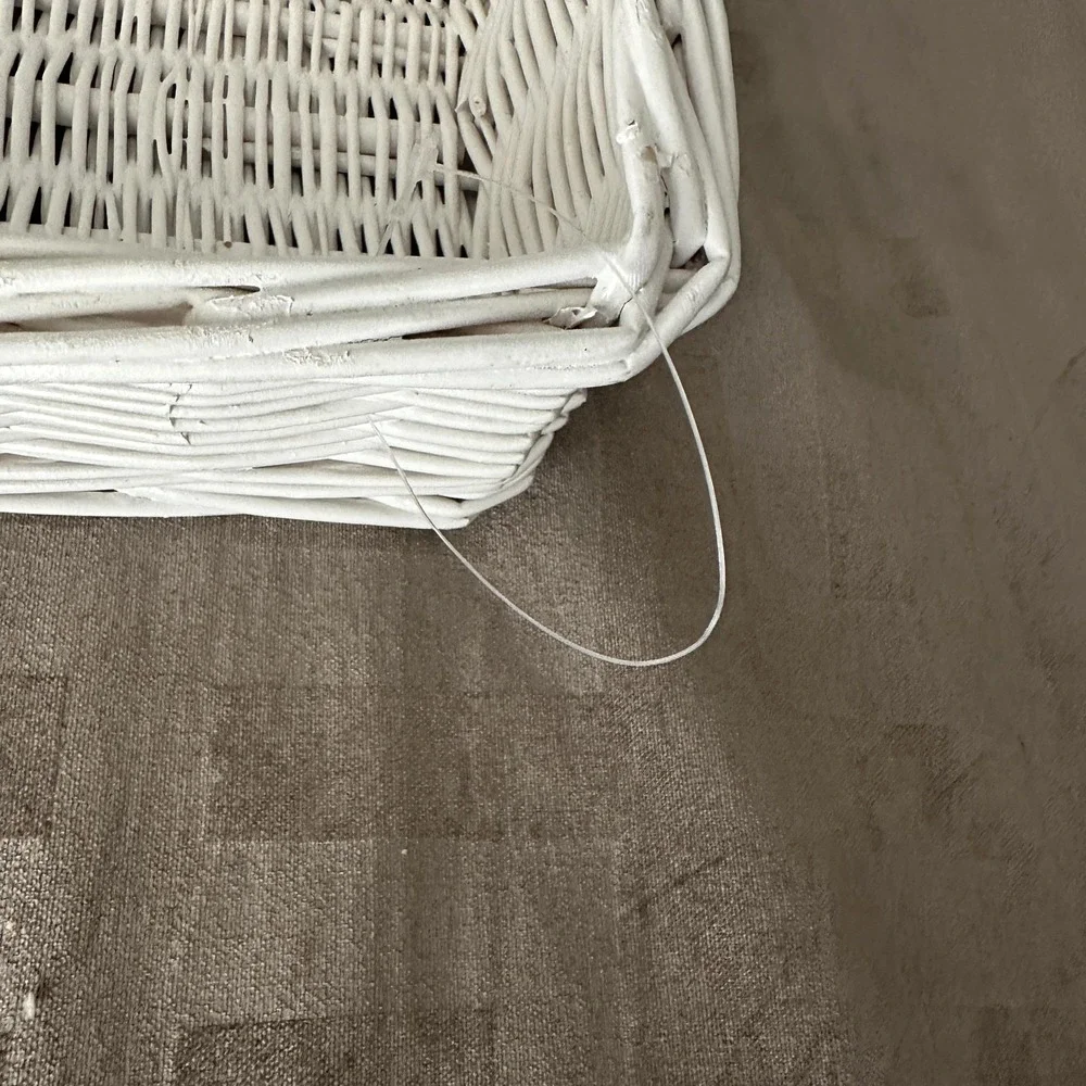 White Wicker Rectangular Basket 17 Inch Farmhouse‎ Table Centerpiece Organizer